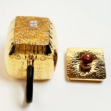 Load image into Gallery viewer, 24 K Gold Plated Pure Silver Teapot Lotus Heart Sutra #2 100 ml