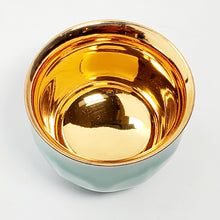 Load image into Gallery viewer, Gold 24k Lined Celadon Lotus Style Teacup 95 ml