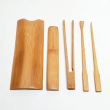 Load image into Gallery viewer, Tea Tool Set - Carved Bamboo 5 PC Set
