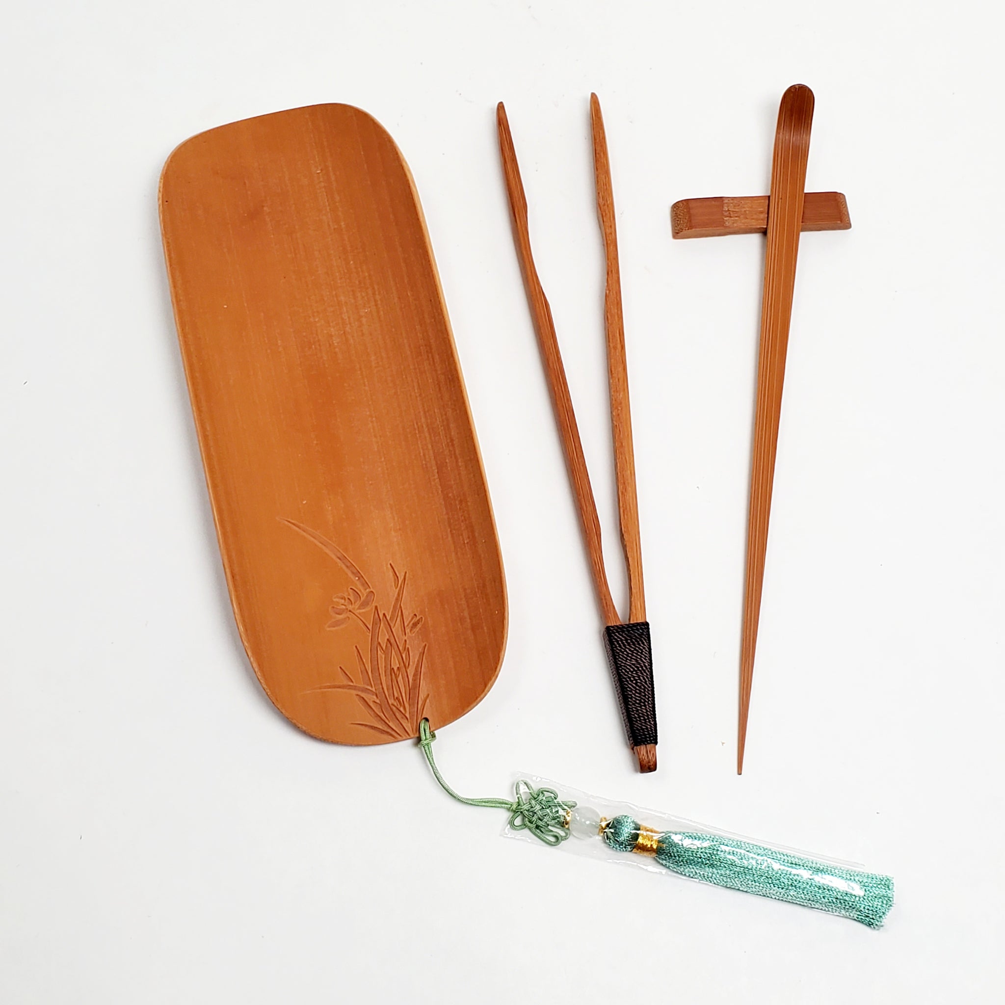 Tea Scraper Tea Tool Set - Bamboo Orchid Tea Scoop, Clip and Scraper – Tea Habitat