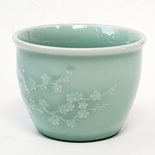 Load image into Gallery viewer, Celadon Prunus Flowers Porcelain Teacup 110 ml
