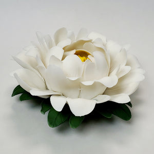 Incense Burner Porcelain - White Peony Flower Large