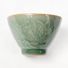 Load image into Gallery viewer, Celadon Cymbidium Orchid Porcelain Teacup 100 ml
