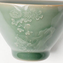 Load image into Gallery viewer, Celadon Chrysanthemum Porcelain Teacup 100 ml
