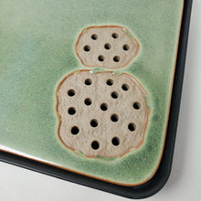 Load image into Gallery viewer, Tea Boat Tray Green Lotus Seed Pod Square Ceramic
