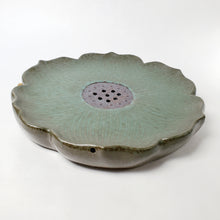 Load image into Gallery viewer, Tea Boat Tray Green Lotus Flower Ceramic
