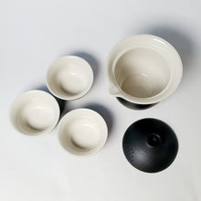 Load image into Gallery viewer, Gaiwan Travel Set - Black Glaze White Porcelain
