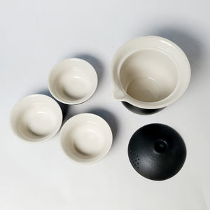 Gaiwan Travel Set - Black Glaze White Porcelain