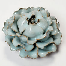 Load image into Gallery viewer, Celadon Porcelain Incense Burner - Peony Flower Blue Brown Large
