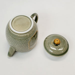 Teapot Olive Green Celadon Glaze Over White Porcelain  140 ml