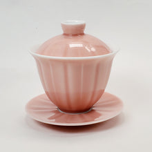 Load image into Gallery viewer, Gaiwan - Salmon Pink Glaze Sunflower Shape 110 ml
