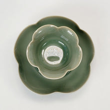 Load image into Gallery viewer, Teacup Saucer Set -  Olive Green Celadon Porcelain
