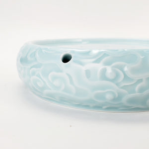 Tea Boat Tray Light Blue Auspicious Cloud Porcelain