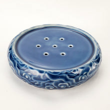 Load image into Gallery viewer, Tea Boat Tray Navy Blue Auspicious Cloud Porcelain
