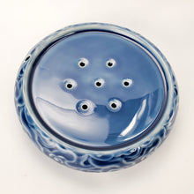 Load image into Gallery viewer, Tea Boat Tray Navy Blue Auspicious Cloud Porcelain
