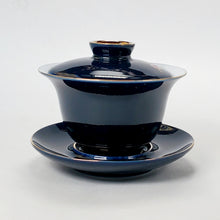 Load image into Gallery viewer, Gaiwan - Navy Blue Gold Guilted Floral Pattern 180 ml
