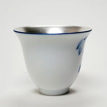 Load image into Gallery viewer, Teacup Silver Lined Blue and White Lotus
