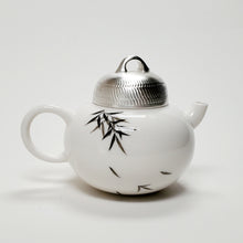 Load image into Gallery viewer, Teapot - white Porcelain Bamboo Silver 150 ml
