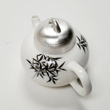 Load image into Gallery viewer, Teapot - white Porcelain Bamboo Silver 150 ml
