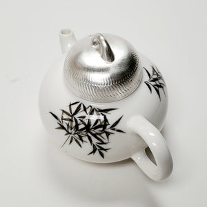 Teapot - white Porcelain Bamboo Silver 150 ml