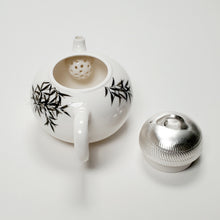 Load image into Gallery viewer, Teapot - white Porcelain Bamboo Silver 150 ml
