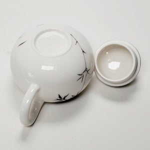 Teapot - white Porcelain Bamboo Silver 150 ml