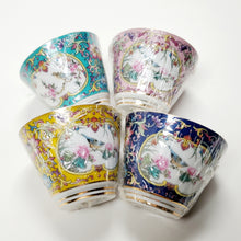 Load image into Gallery viewer, Teacup Set of 4 Silver Lined Porcelain 70 ml
