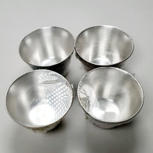 Load image into Gallery viewer, Teacup Set of 4 Silver Lined Porcelain 70 ml
