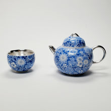 Load image into Gallery viewer, Teapot Teacup Set Blue and White Silver Lined 150 ml 100 ml
