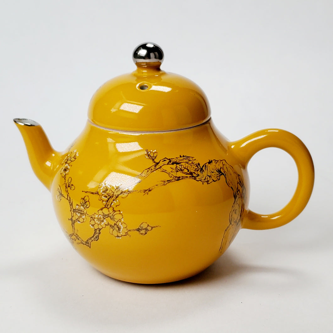 Teapot - Yellow Porcelain Prunus Flowers 110 ml