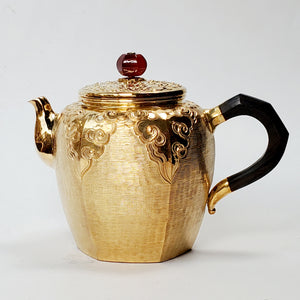 24 K Gold Plated Pure Silver Teapot Hexagon 180 ml