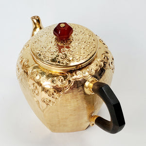 24 K Gold Plated Pure Silver Teapot Hexagon 180 ml