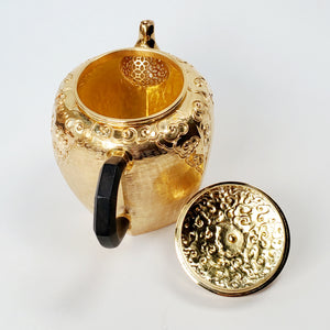 24 K Gold Plated Pure Silver Teapot Hexagon 180 ml