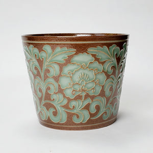 Teacup - Long Quan Kiln Celadon Brown Peony 280 ml