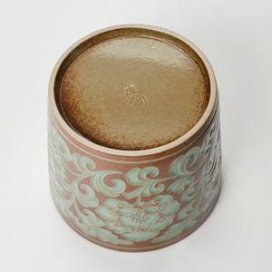 Teacup - Long Quan Kiln Celadon Brown Peony 280 ml