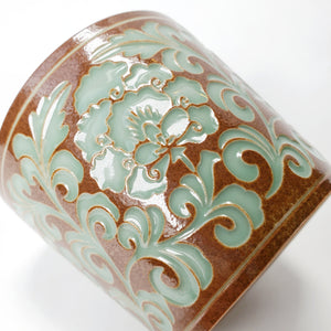 Teacup - Long Quan Kiln Celadon Brown Peony 280 ml