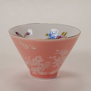 2 Teacups Pink Enamel White Porcelain 50 ml