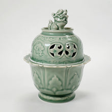 Load image into Gallery viewer, Green Celadon Porcelain Foo Dog Incense Burner

