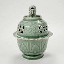 Load image into Gallery viewer, Green Celadon Porcelain Foo Dog Incense Burner
