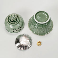 Load image into Gallery viewer, Green Celadon Porcelain Foo Dog Incense Burner
