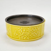 Load image into Gallery viewer, Tea Boat Tray Yellow Glaze Porcelain With Copper Top
