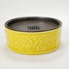 Load image into Gallery viewer, Tea Boat Tray Yellow Glaze Porcelain With Copper Top
