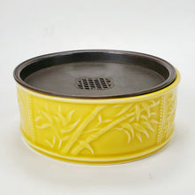 Load image into Gallery viewer, Tea Boat Tray Yellow Glaze Porcelain With Copper Top
