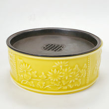 Load image into Gallery viewer, Tea Boat Tray Yellow Glaze Porcelain With Copper Top
