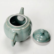 Load image into Gallery viewer, Teapot - Celadon Cracked Glazed Porcelain Prunus Flower Shape250 ml
