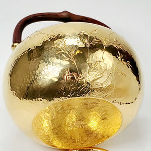 Gold Plated Pure Silver Tea Water Kettle - Bamboo 700 ml