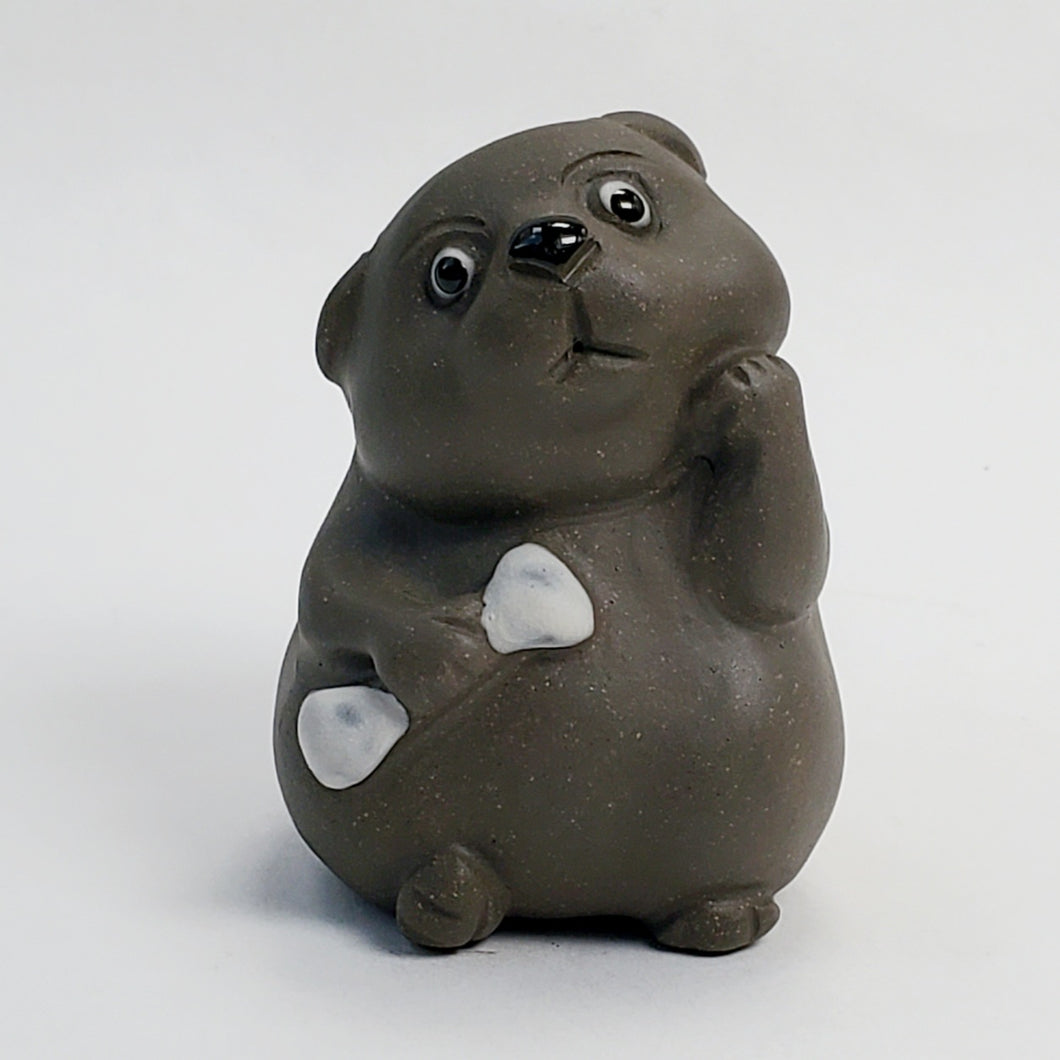 Tea Pet - Yixing Zisha Purple Clay Dog With Bone