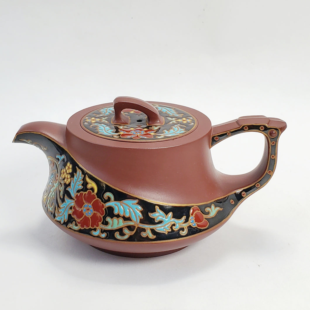 YiXing Zi Sha Purple Clay Enamel Painted Teapot 260 ml