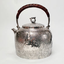 Load image into Gallery viewer, Pure Silver Tea-Water Kettle - Village Theme 1000 ml

