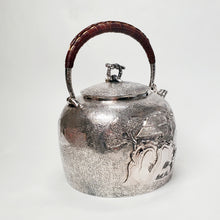 Load image into Gallery viewer, Pure Silver Tea-Water Kettle - Village Theme 1000 ml
